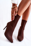Dámske vysoké topánky s ponožkou na hnedom vysokom podpätku Luisell