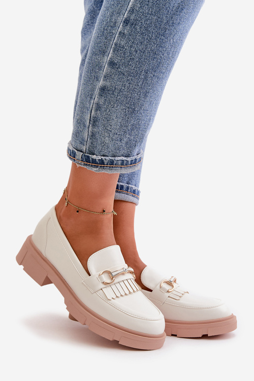 Dámske Mokasíny S Dekoráciou Eko Koža Biele Tialorae