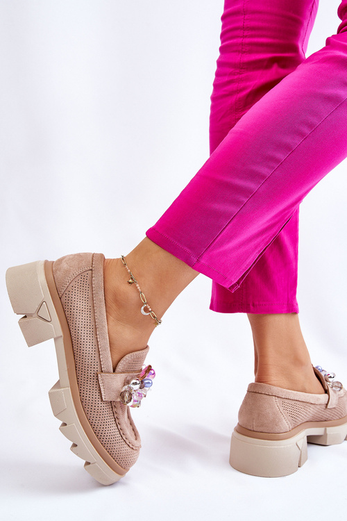 Dámské mokasíny s ozdobami Béžove Issac