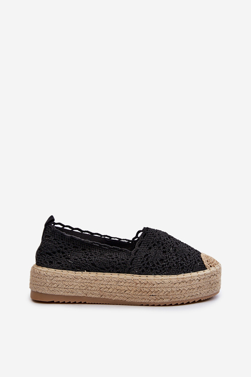 Dámské černé korálkové espadrilky na platformě Elarose