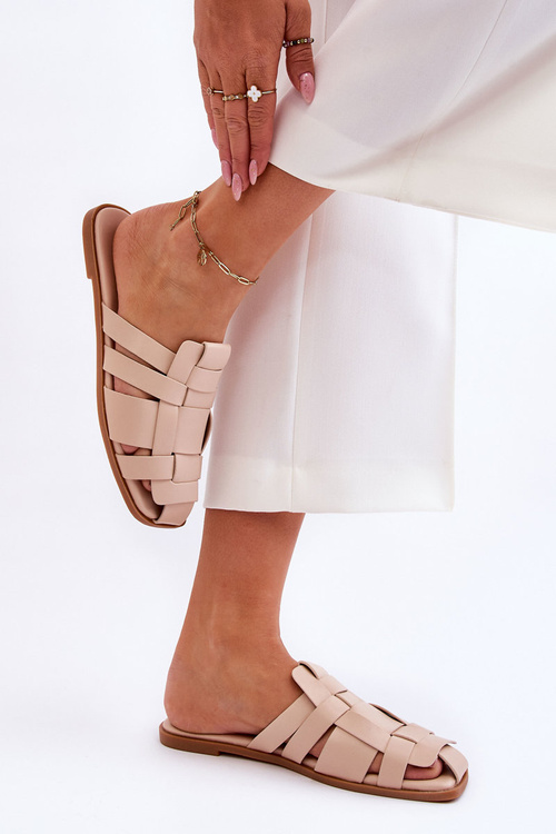 Dámské pruhované pantofle Světle béžová Reyna