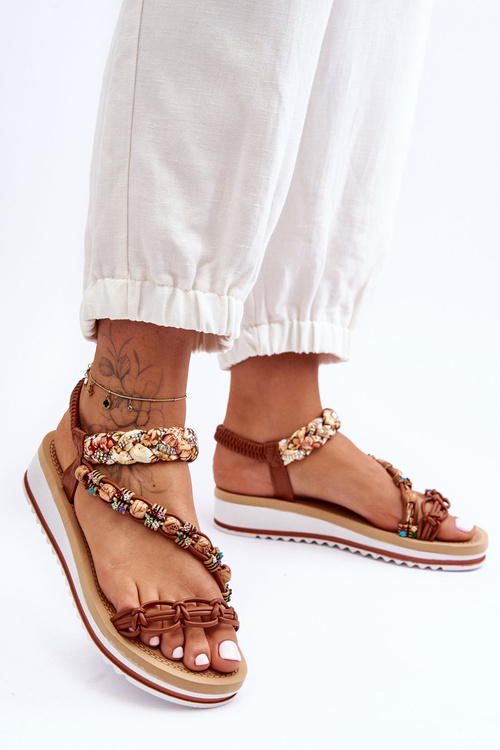 Pohodlné dámské sandály na klínu hnědé Jodie