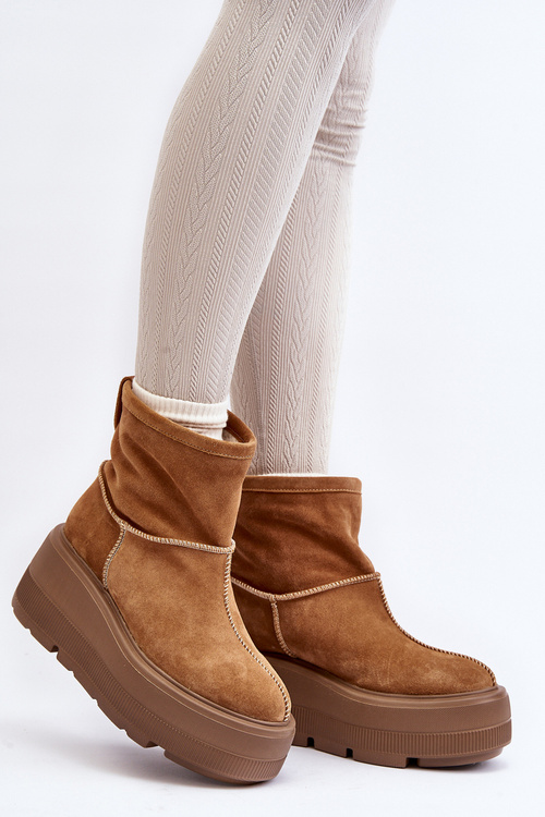 Dámske kožené topánky na masívnom jedinom ťavu Zazoo 3424