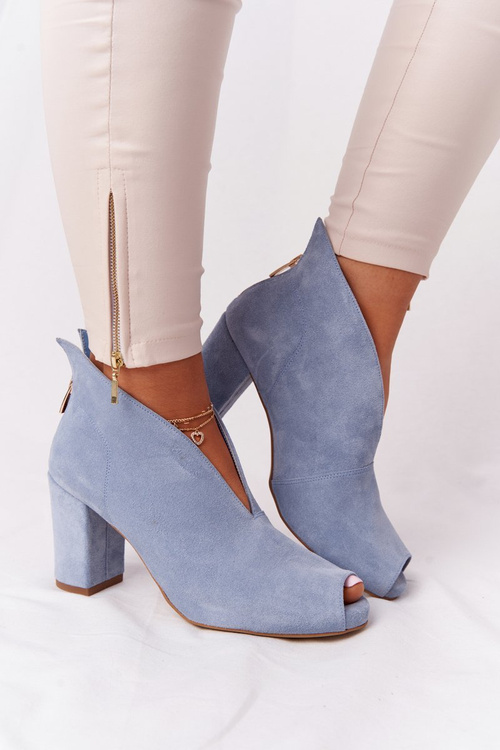 Suede topánky na stĺpiku s vynikajúcim výrezom 1243