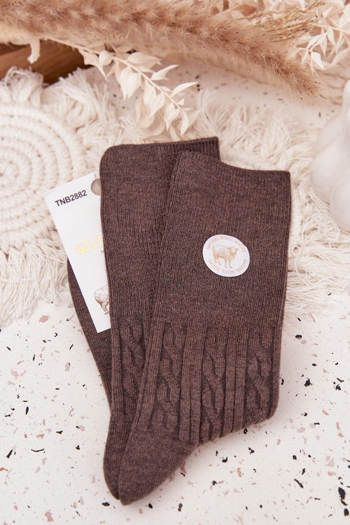 Dlouhé vlněné dámské ponožky tmavě šedé