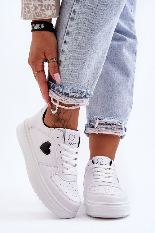 Klasické Sportovní Boty S Bílo-Černým Srdcem Amore