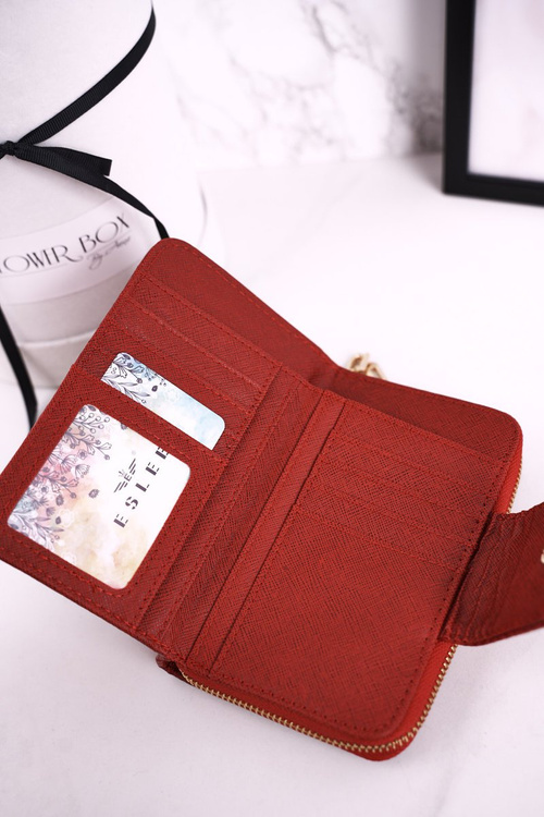Elegantná dámska peňaženka pripevnená Eslee Red Zipper