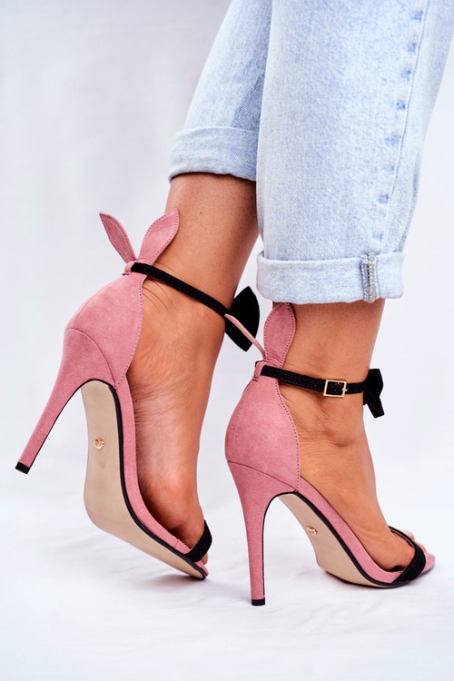 Dámske sandále na kolíkoch ružových uší, zlatý zajačik