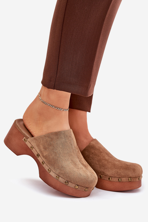 Dámske Papuče S Hrotmi Eko Semišové Camel Ellason