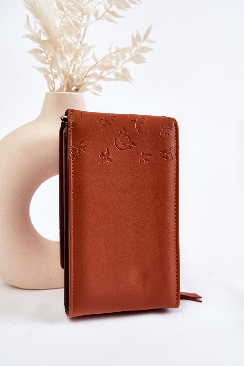 Módní kabelka peněženka 2v1 s embosováním hněde Savano