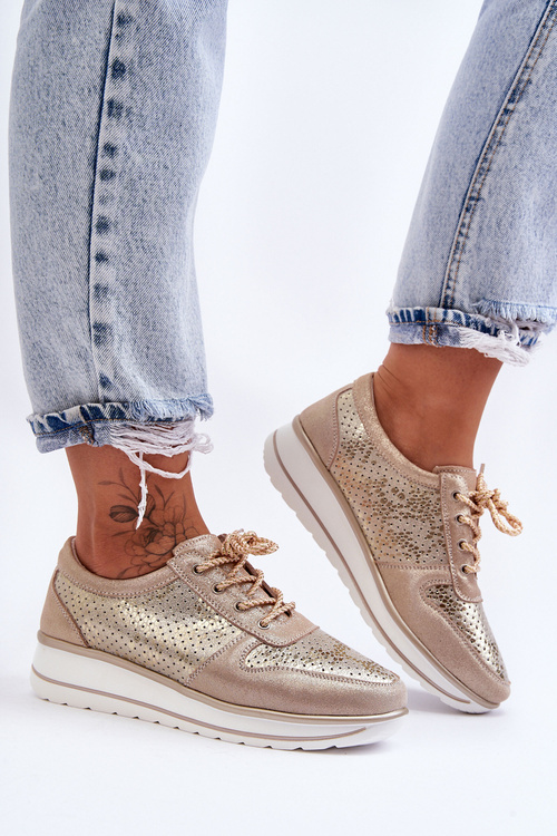 Kůže Sportovní Boty S Perforací S.Barski AL22246 Zlaté