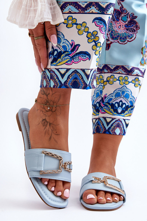 Dámske klasické flip -flops s dekoráciou modrý pôsobivý