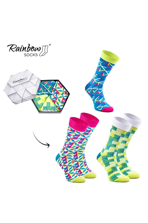Duhové Rainbow Socks Ponožky V Geometrických Vzorech 3 Párů