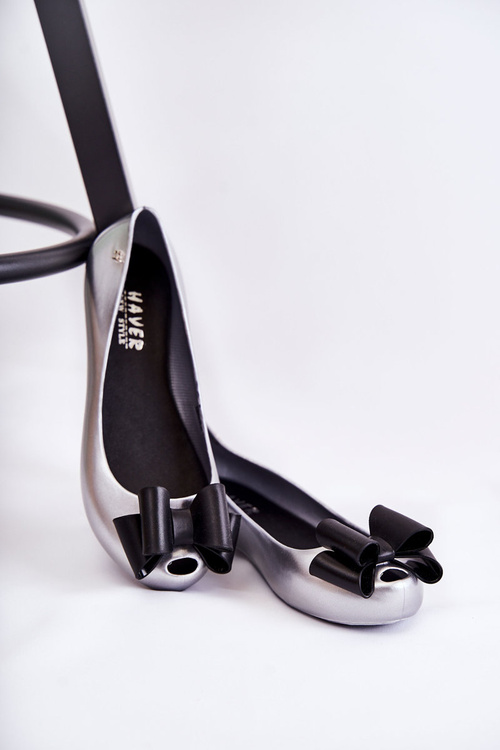 Dámské Gumové Baleríny S Mašlí Stříbrné Florret