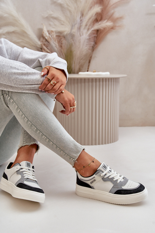 Dámske Nízke Tenisky Z Eko Kože Big Star OO274028 Biela-Šedá