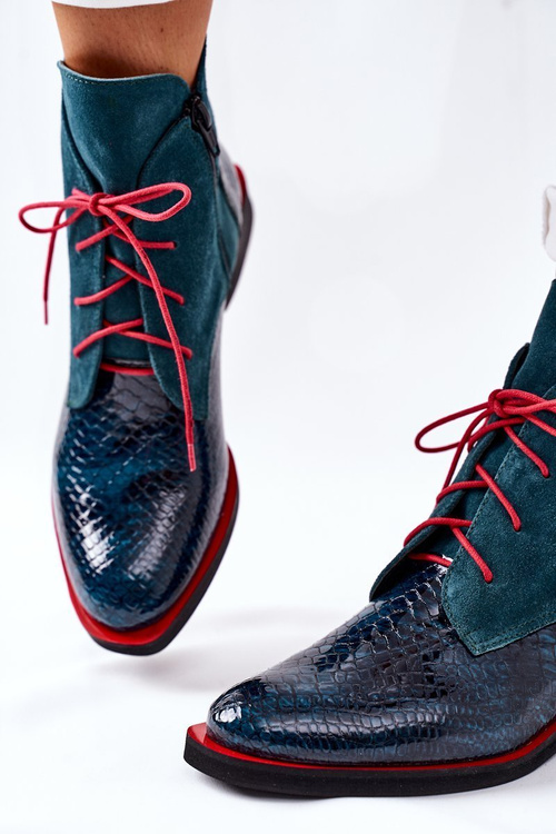 Kožené topánky s krokodílom zeleným cheyenne vzorom