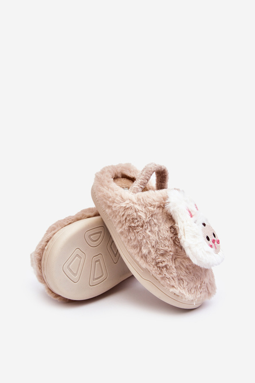 Detské papuče kožušina béžová dicer zajačik