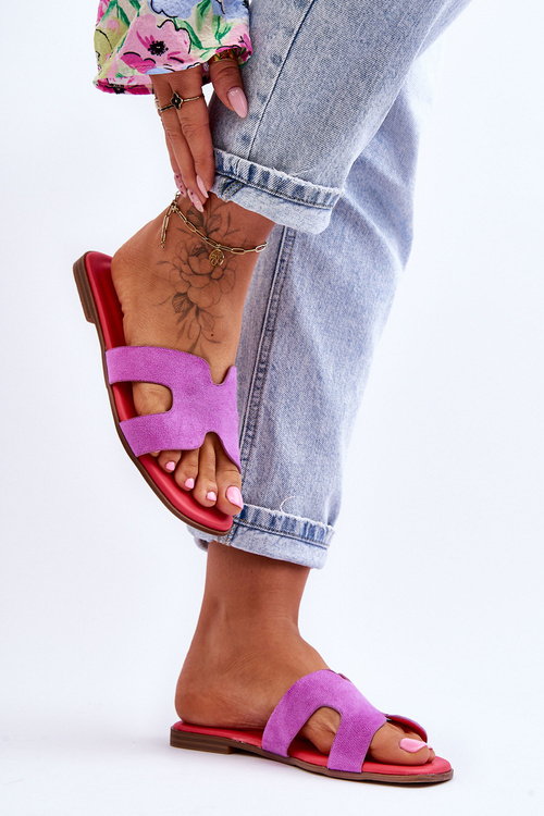 Dámské klasické semišové pantofle fialove Evana