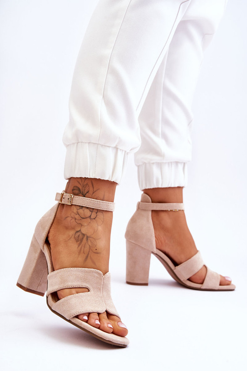 Módní Semišové sandály na vysokém podpatku Béžove Aubrey