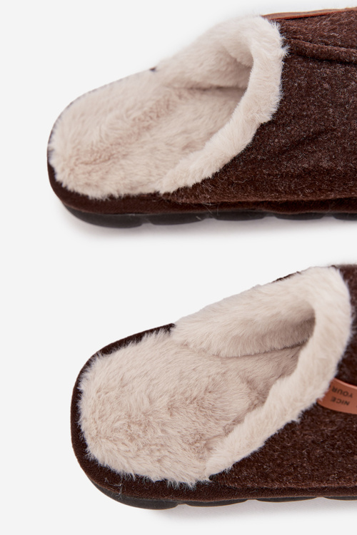 Pánské domácí pantofle s teplým kožíškem čokoládové Darielle