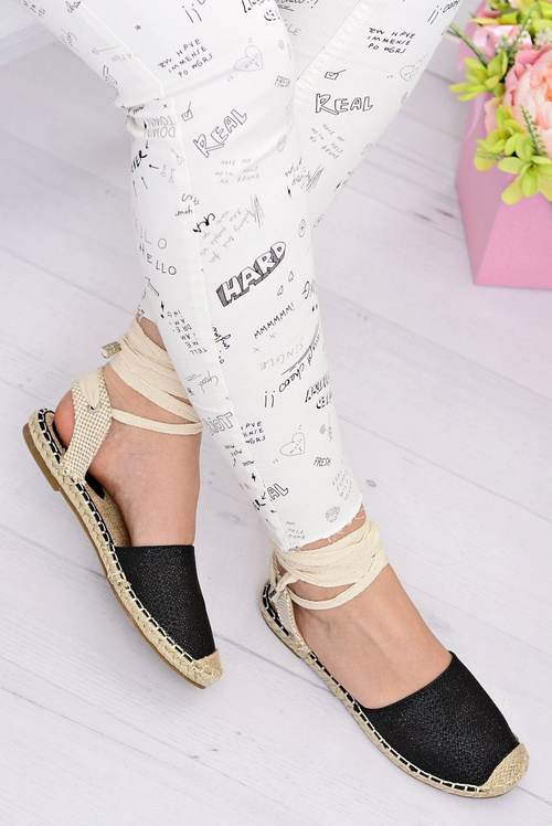 Ženské bielizeň baleríny zviazané čierne espadrilles more