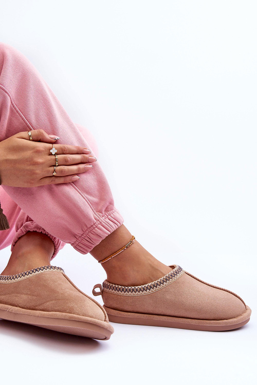 Dámské semišové Papuče s kožešinou Bežová Polinna