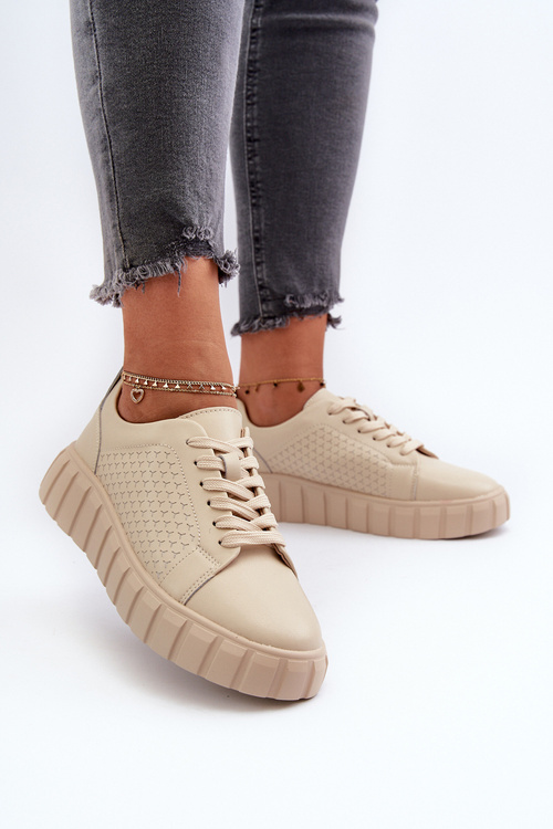 Dámské kožené tenisky na platformě béžové Eselmarie