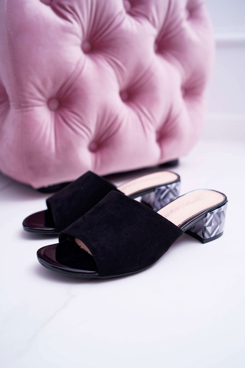 Elegantné ženské žabky na čiernom bloku Valencia Suede Block