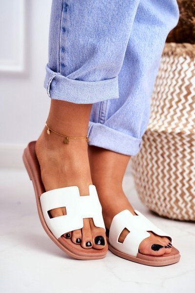 Dámské Pantofle Bilé Geometrická Klasika Theodora