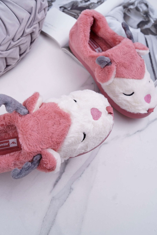 Dámské pantofle s Kožešinou sob tmavě růžove Reindeer