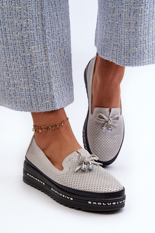 Lesklé Dámské Kozačky Ze Kůže Na Platformě S.Barski LR400 Stříbrné