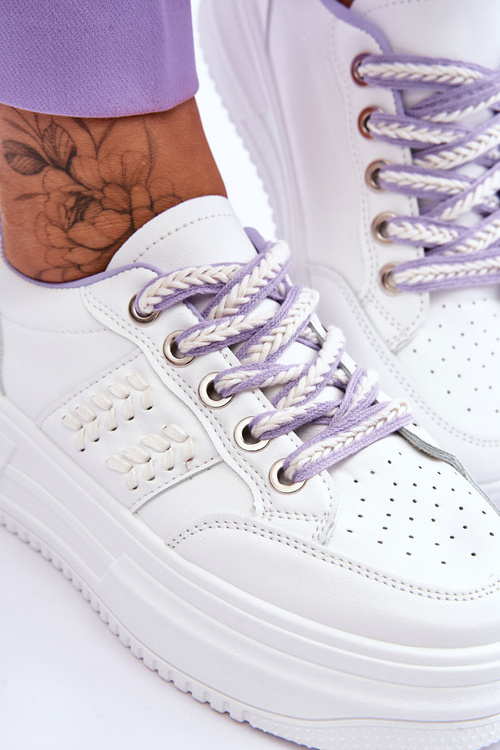 Módní dámské tenisky na platformě Bílo-fialová Claribel
