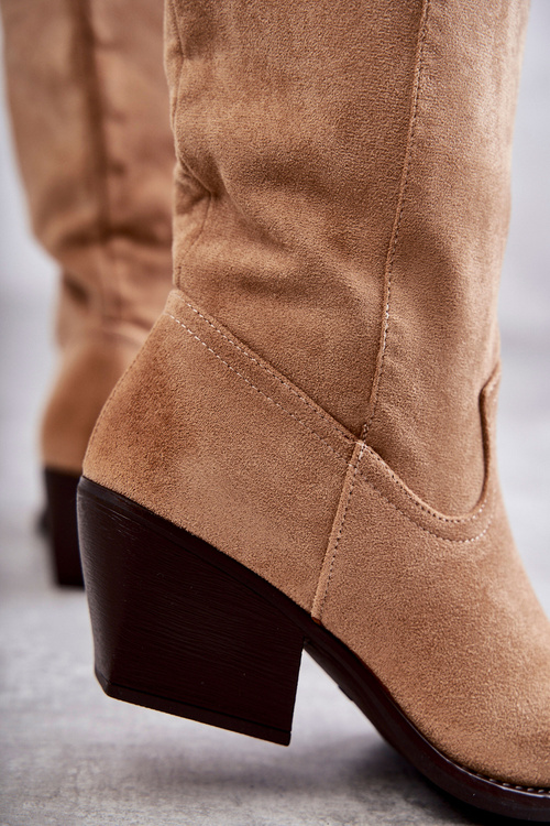 Semišové topánky Casey Beige Cowboy topánky