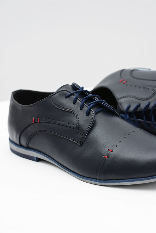 Elegantné pánske kožené topánky Isacco Navy Blue
