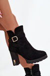 Zateplené dámske členkové topánky s prackou Čierne Nolivira