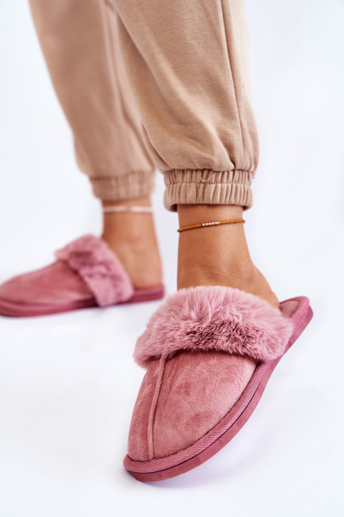 Dámské klasické pantofle s kožešinou Růžový Lorines