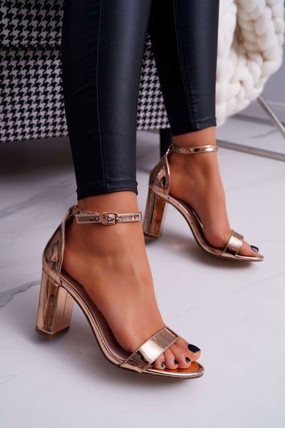 Dámske sandále na post ružové huran zlato