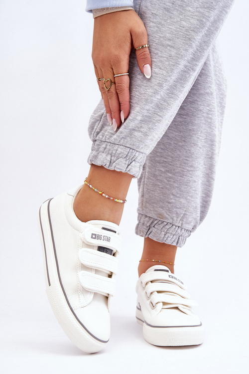 Klasické materiálové tenisky pre suchý zips veľkú hviezdu LL274A203 White