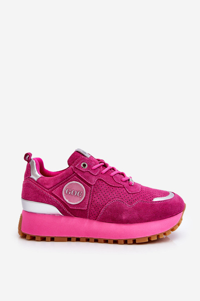 Dámské semišové sportovní boty na platformě GOE LL2N4002 Fuchsia