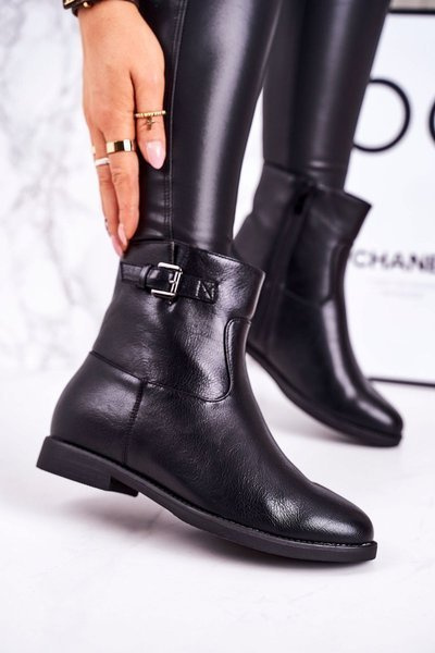 Dámské Teplé Boty Se Sponou Černé Halfway