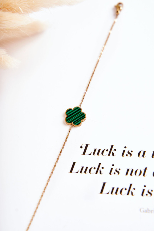 Dámsky módny náramok so zelenou a čiernou kvetinou zlata