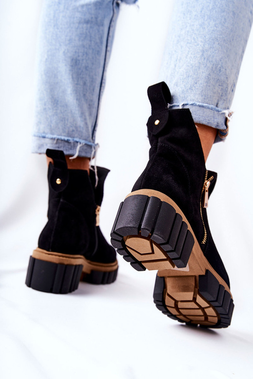 Polstrované boty s otevíráním na zip Černá Cadence