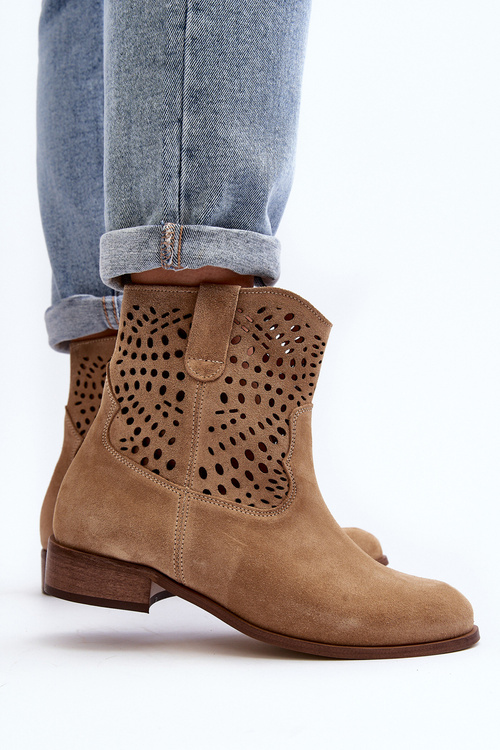 Dámské béžové krajkové botky Lewski Shoes 3301/2