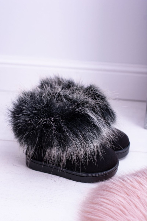 Detské topánky Snehové topánky s čiernou kožušinou Ariana