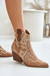 Zdobené Kotníkové Boty Cowboy Na Podpatku Camel Kaivina
