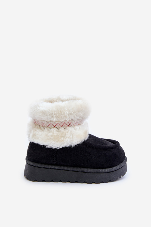 Snehové Čižmy Detské Čižmy S Kožušinou A Vzorom Čierne Melefia