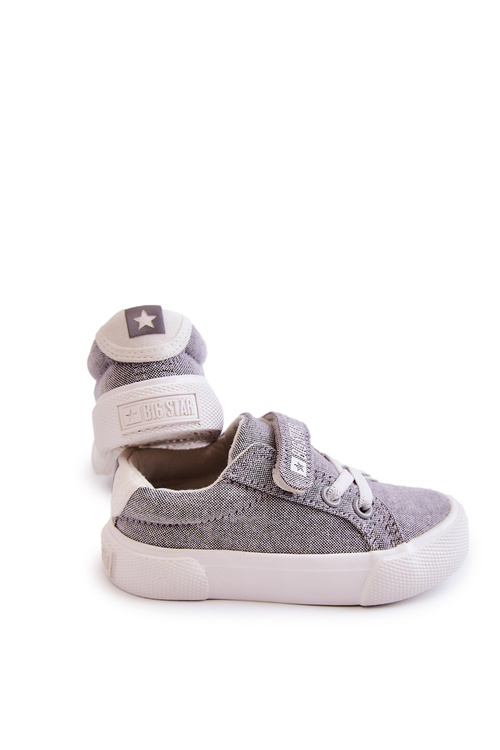 Dětské nízké tenisky na suchý zip BIG STAR JJ374107 Šedé