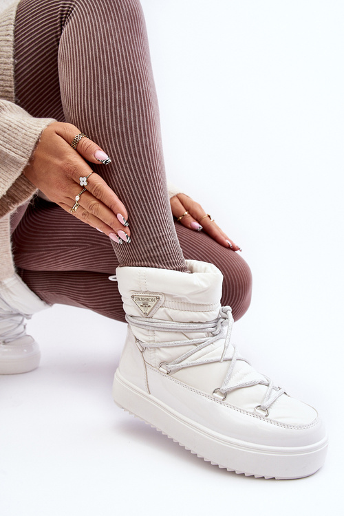 Dámske snehové topánky na plošine s bielym útrikom