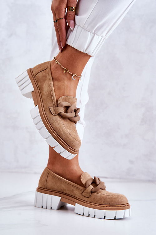 Loafer semišové topánky s dekoráciou tmavá béžová talisa