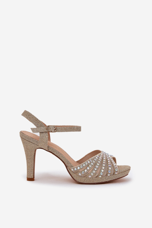 Sandály Na Podpatku Se Zdobením A Leskem D&A MR1038-33 Zlaté